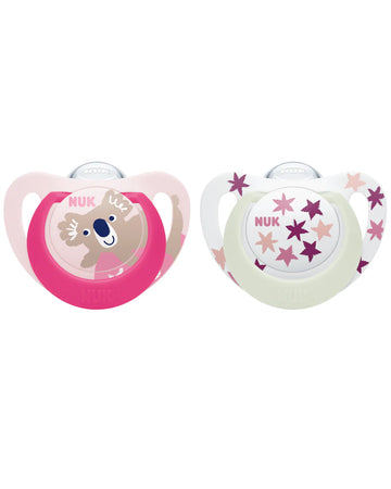 Lot de 2 Sucettes Star Night & Day NUK 6-18M - Rose