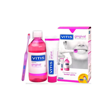 Vitis Gingival Dentifrice 75ml + Bain de Bouche 500ml + Brosse à Dent