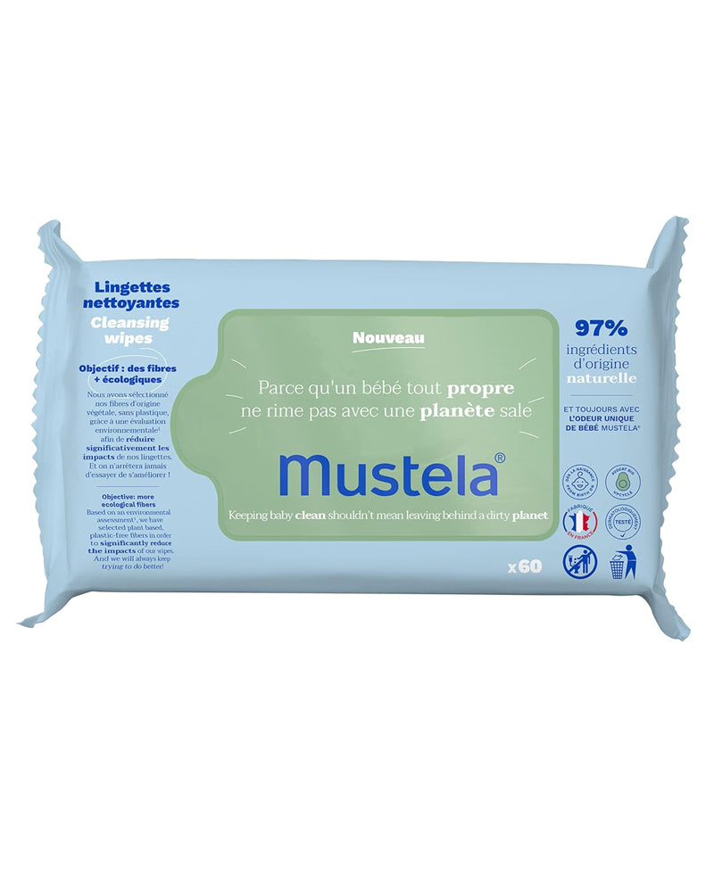 Mustela Lingettes Nettoyantes à l'Avocat BIO - 60 unités