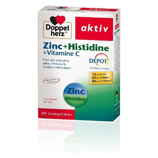 DOPPEL HERZ AKTIV ZINC + HISTIDINE + VITAMINE C, 30 COMPRIMÉS