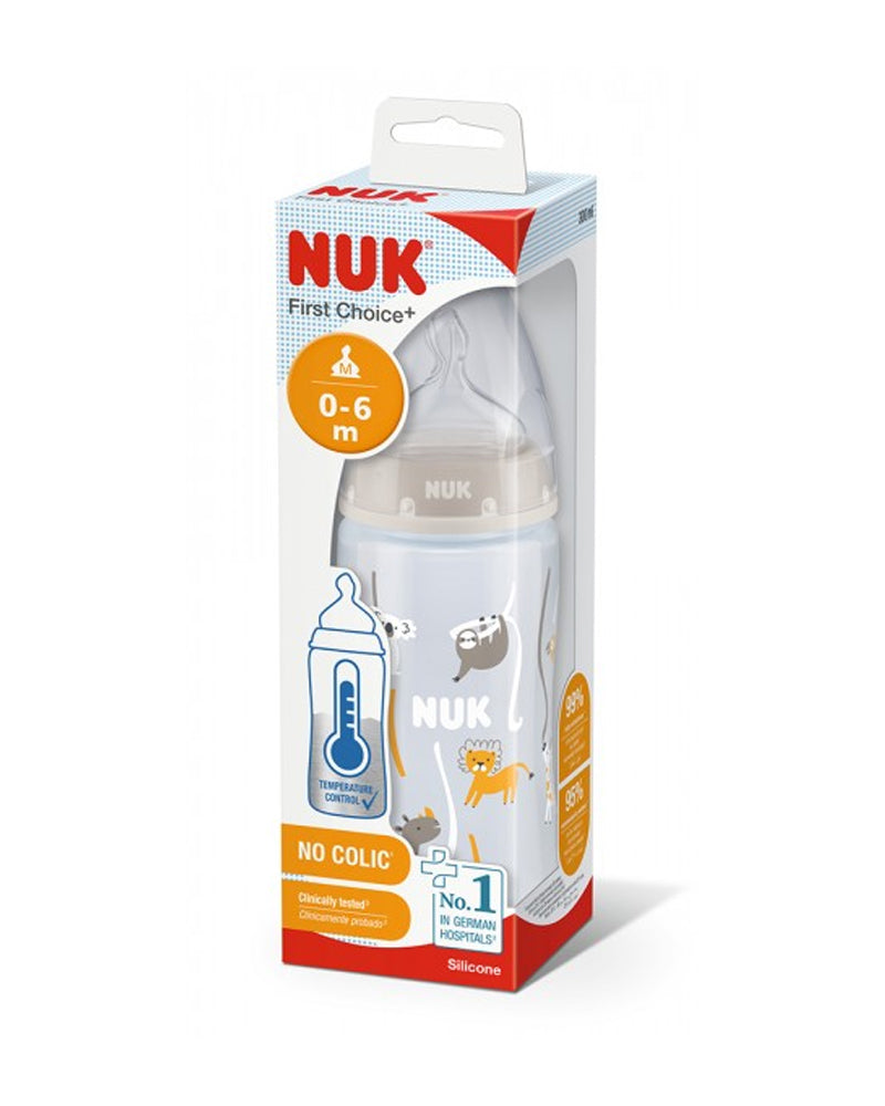 Nuk Biberon PP 300ml tétine en silicone 0-6 mois - Beige