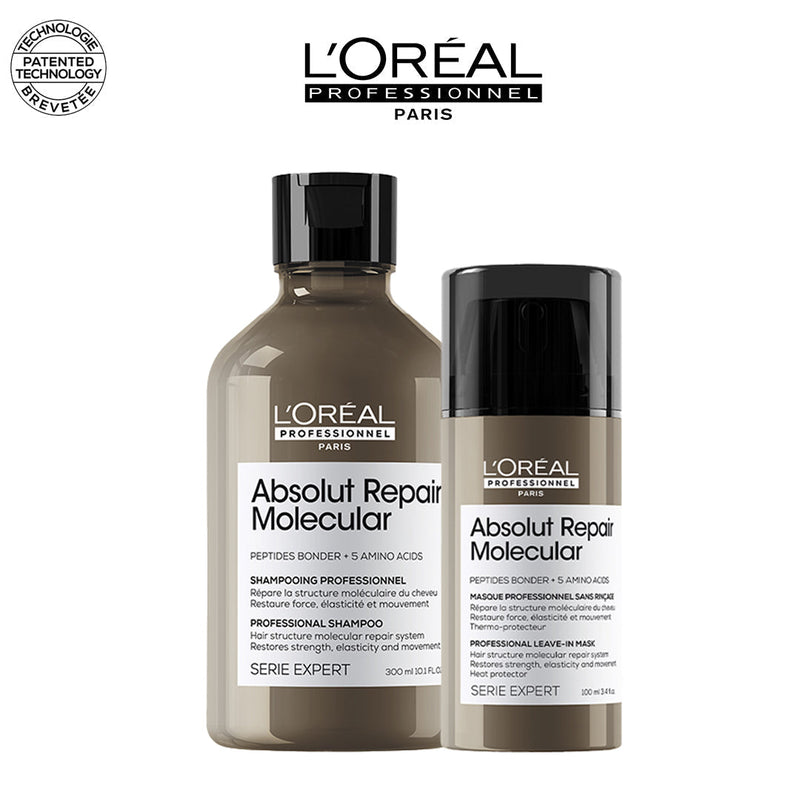 L'OREAL PROFESSIONNEL ABSOLUT REPAIR MOLECULAR SHAMPOOING 300 ML + MASQUE ABSOLUT REPAIR MOLECULAR 100 ML