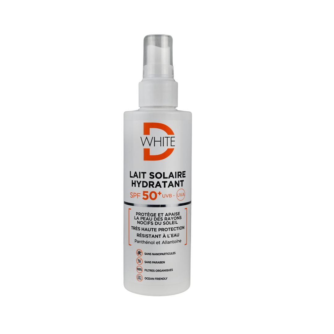 D-white lait solaire hydratant spf50+ 200 ml