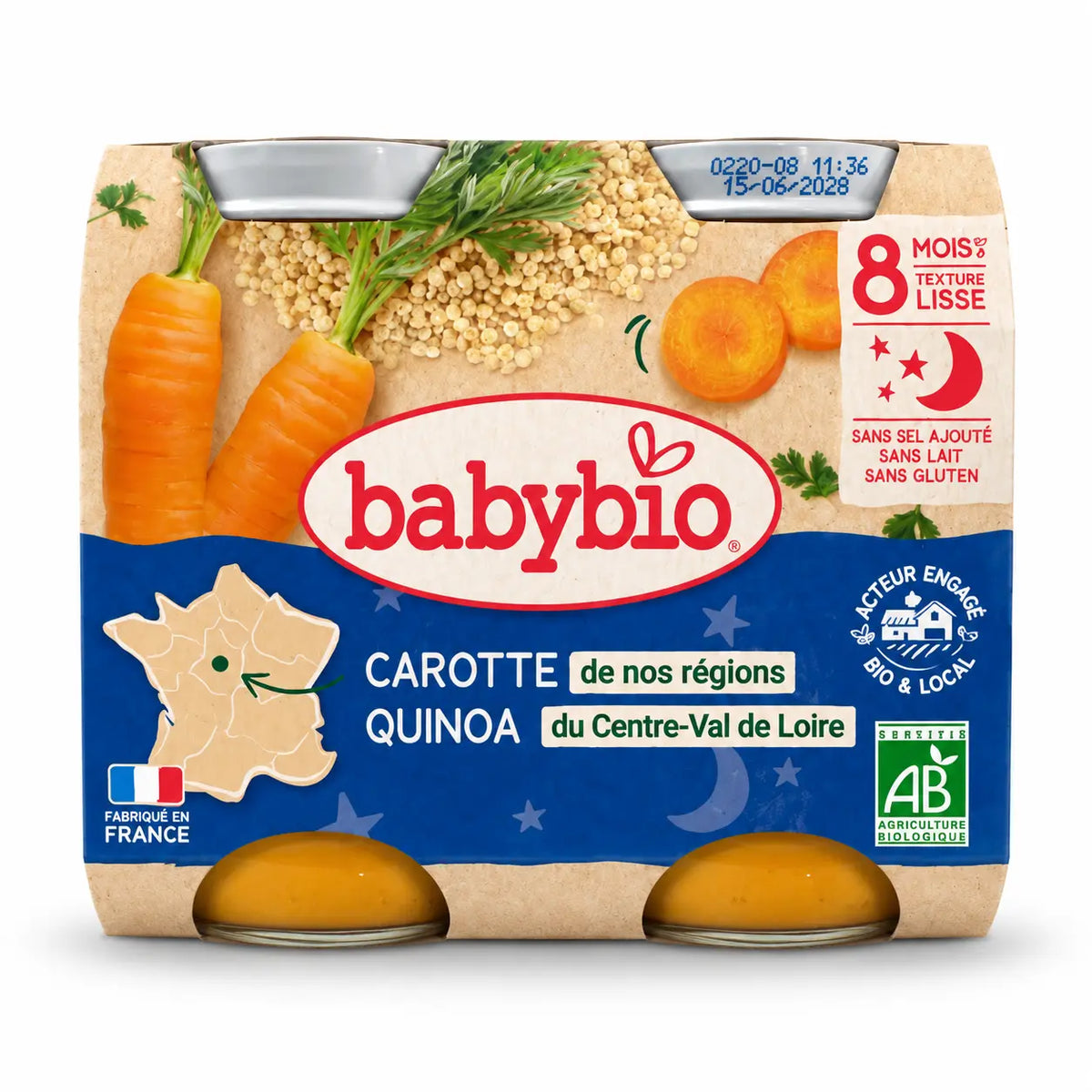 Babybio Carotte Quinoa Bio — 2 × 200 g