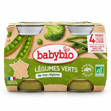 Babybio Légumes Verts Bio 2 × 130 g — Dès 4 mois