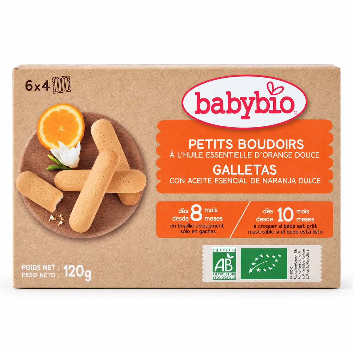 Babybio Petits Boudoirs Bio à l’Orange Douce — 120 g