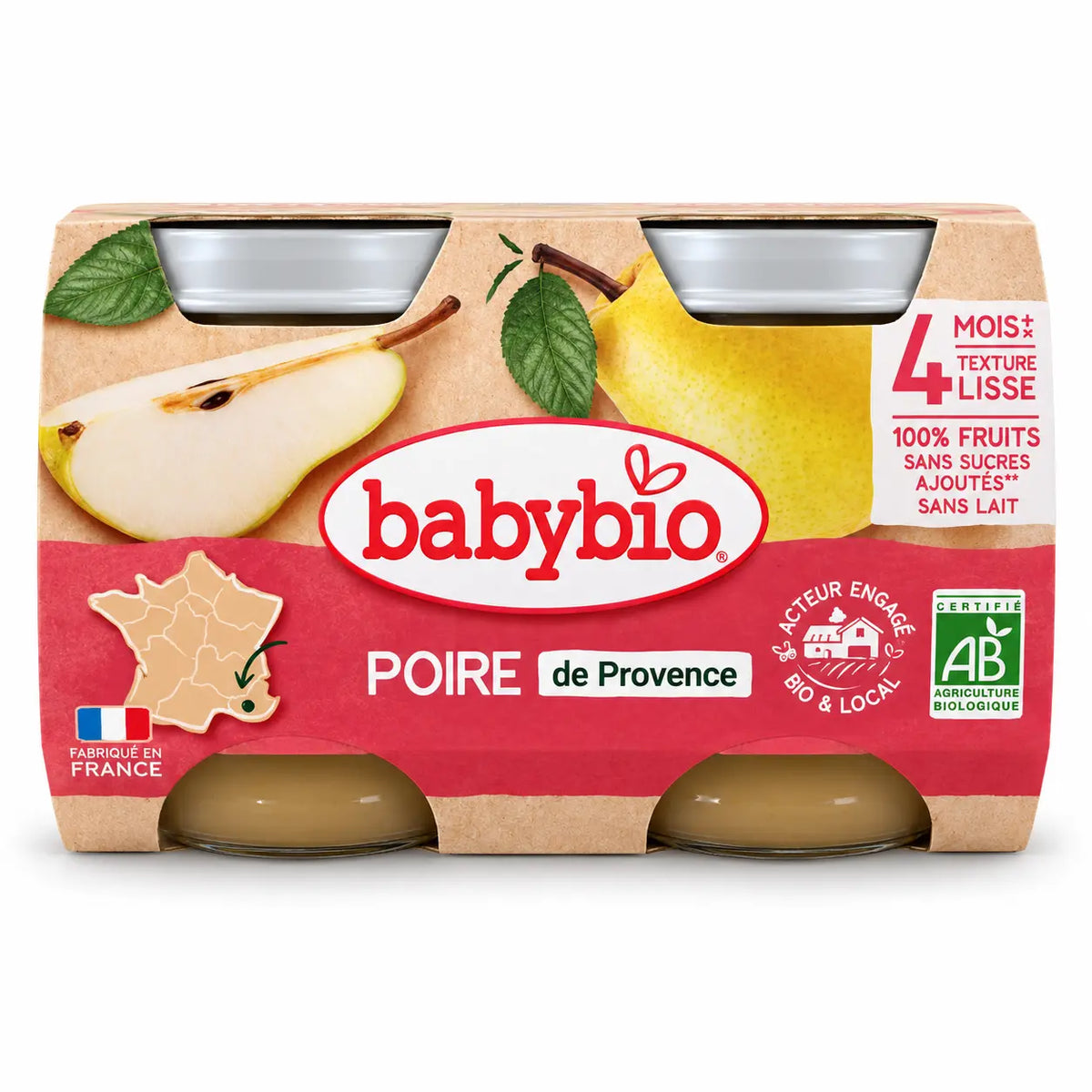 Babybio Poire de Provence Bio — 2 × 130 g