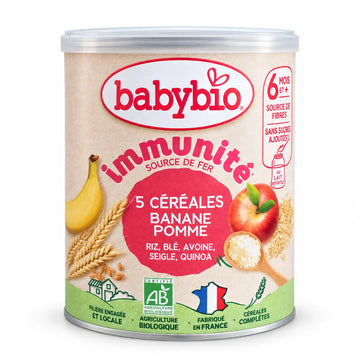 Babybio Immunité 5 Céréales Banane Pomme Bio — 220 g