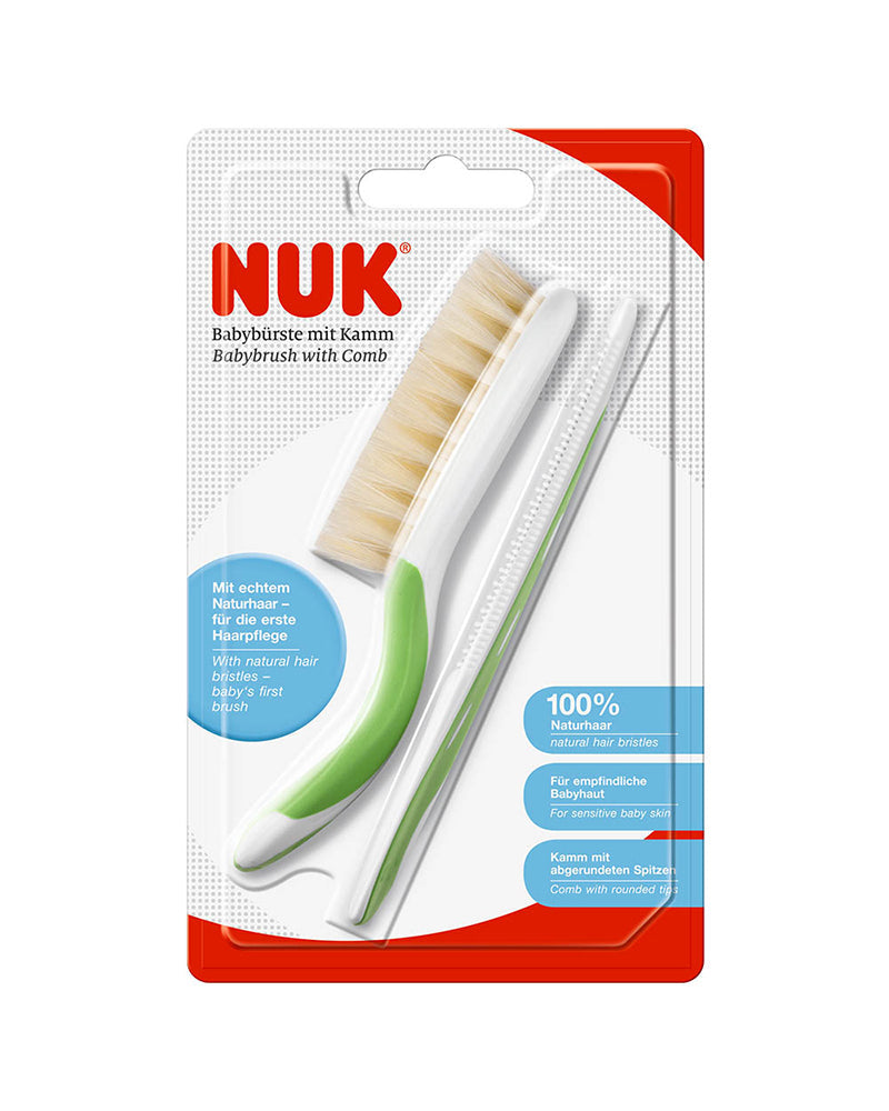 Brosse et Peigne Bébé Extra Souple NUK - Vert