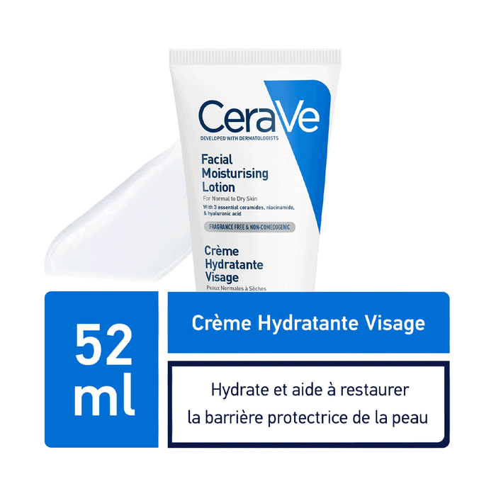 CeraVe Crème Hydratante Visage 52ml – Hydratation & Protection Peau Normale à Sèche