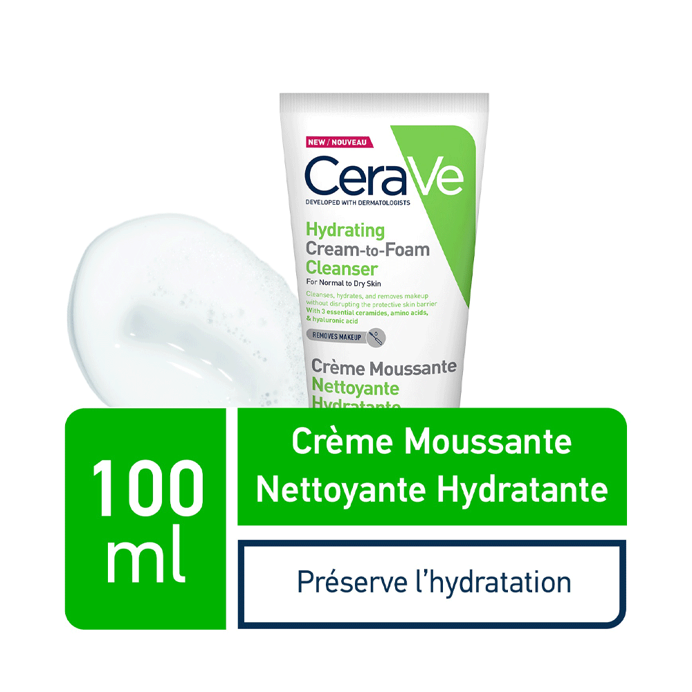 CeraVe Crème Moussante Nettoyante Hydratante – Nettoyage Doux & Hydratation