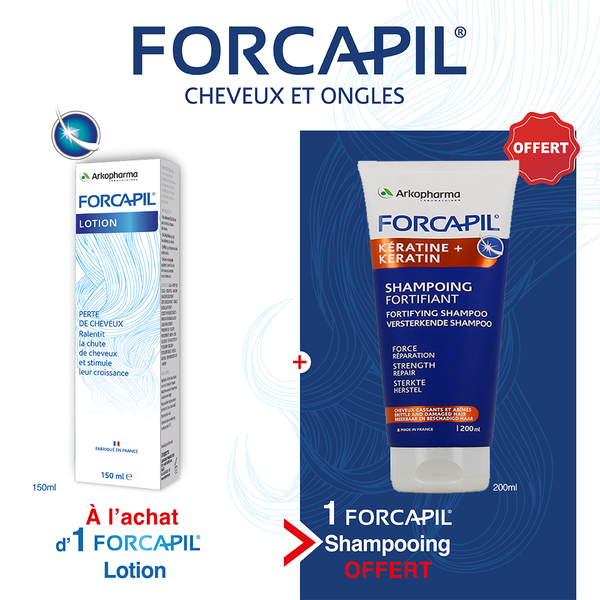 FORCAPIL PACK LOTION ANTI CHUTE 150ML = FORCAPIL SHAMPOOING PORTIFIANT KERATINE  200ML OFFERT