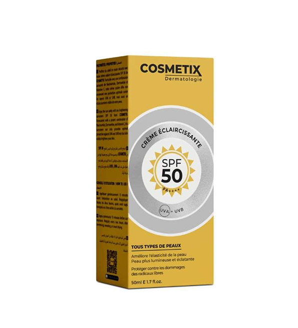 COSMETIX CREME ECLAIRCISSANTE SPF 50+ TOUS TYPES PEAUX 50 ML