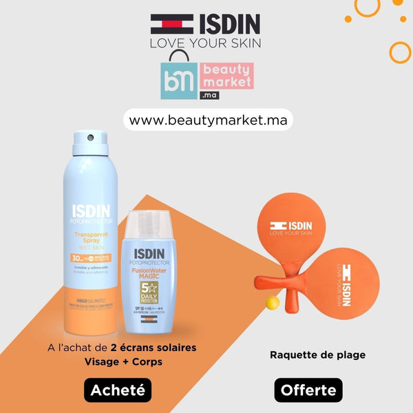 Isdin Pack 2 Ecrans Solaire Visage + Corps = Raquette de plage OFFERTE