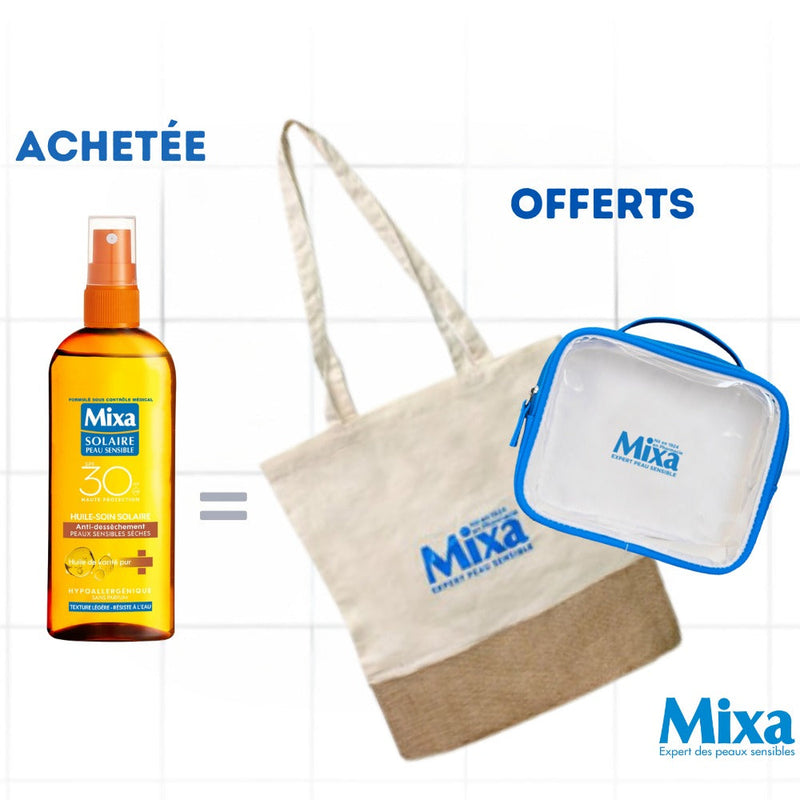 Mixa Huile-Soin Solaire Antidessèchement SPF30 = Sac + Trousse OFFERTS