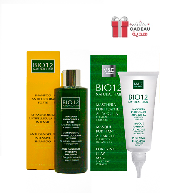 BIO12 Shampooing antipelliculaire intensif 250ml+Masque purifiant argile 75ml pack