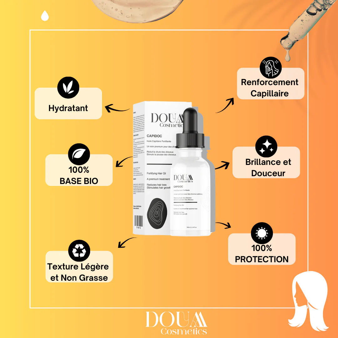 Douaa Cosmetics capidoc huile capillaire fortifiante grand format 100 ml