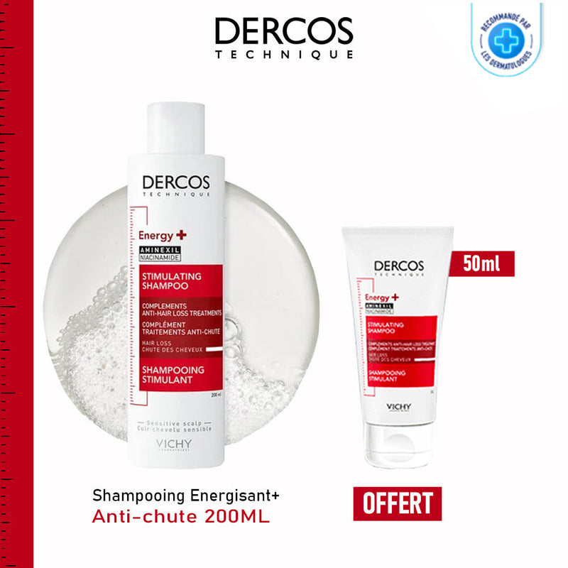 Vichy Dercos Shampooing Energisant + Anti-chute – 200 ml = Format Voyage 50ml OFFERT