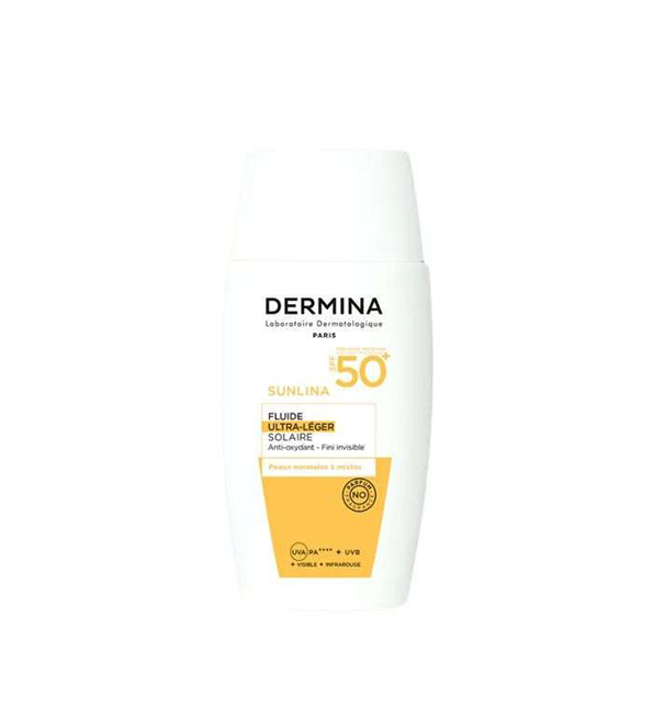 DERMINA SUNLINA FLUIDE ULTRA LEGER SPF 50+ INVISIBLE 50 ML