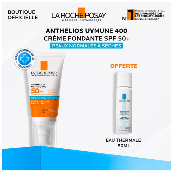 La Roche Posay Anthelios UVMune 400 Crème Hydratante SPF50+ Invisible 50ml  = Eau Thermale 50ml Offerte